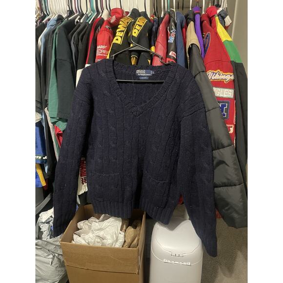 Polo Ralph Lauren Other - Size S- VTG Polo Ralph Lauren Cable Knit 100% Wool Sweater Men's Navy Blue